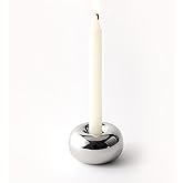 Silver Modern Doughnut Shaped Candlestick Holder, Small Decorative Taper Candle Holder for Bathtub Bedroom Livingroom