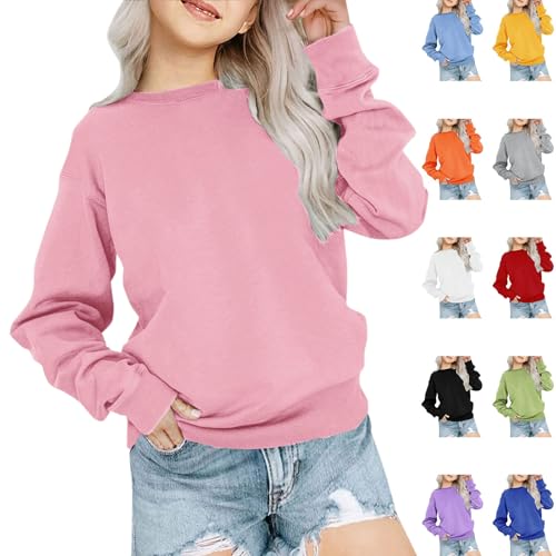 ofeirhz Kids Girls Boys Plain Sweatshirt Tie Dye Pullover Shirt Crewneck Classic School Uniform Pullover Sweater Clothes Fleece Jumper Cotton Top Long Sleeve Casual Jumper T Shirt Fall For Kids