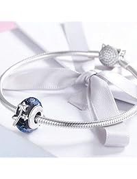 XingYue Jewelry - Abalorio de plata de ley, diseño de luna y estrella, con texto "I Love You to the Moon and Back Charm for Bracelets"