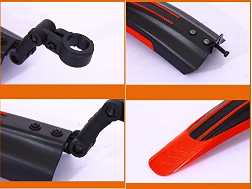 Star-Art Adjustable Road Mountain Bike Bicycle Cycling Tire Front/Rear Mud Guards Mudguard Fenders Set (Red)