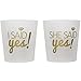 Breeze Moments Bridal 2oz. Shot Glasses, 'I Said Yes', 'She Said Yes', Frosted & Gold, 12-pack
