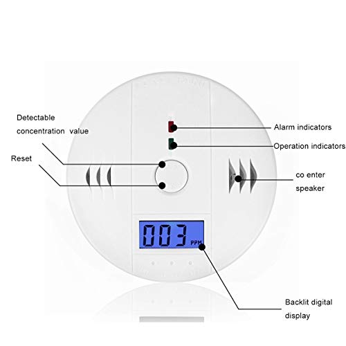 Carbon Monoxide Gas Detection, CUZMAK Digital Display Carbon Monoxide Alarm, Electronic Equipment, Power Detection Equipment, Alarm Clock Warning, White