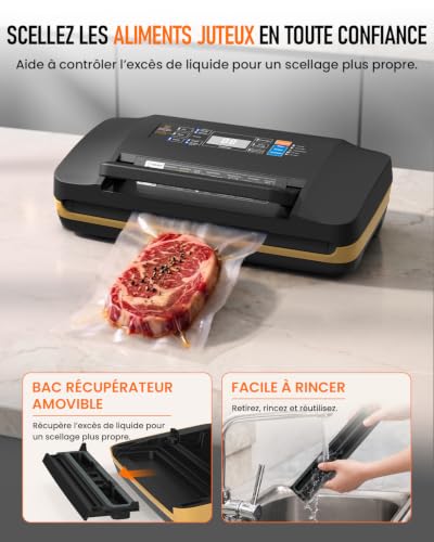 AbleMark Professional Household Vacuum Sealer 95 kPa, 18 in 1 Food Vacuum Packaging Machine, Double Seal Vacuum Sealer, Integrated Cutter, Dry/Wet, Sous Vide