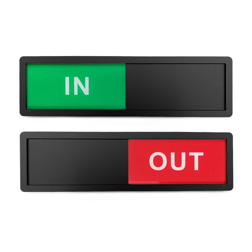 LICQIC Privacy Sign, IN/OUT - Sliding Door Sign for Home Office Restroom Conference, Black โ image 1