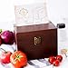 VINEALLEY Handcrafted Vintage Wood Recipe Box with 50 4x6 Recipe Cards and 24 Dividers & Kitchen Recipe Holder & Card Protector, Large Recipe Organizer Box, 300+ Recipe Index Cards Storage, Gift Box