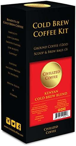 Cold Brew Coffee - Coffee Kit With 3 Brew Bags - 12 oz Bag of Kenyan Blend Coffee Kit - Cold Brew Coffee Starter Kit - Ground Coffee Set for Cold Brewing - Make-your-own Cold Brew Coffee Specialty