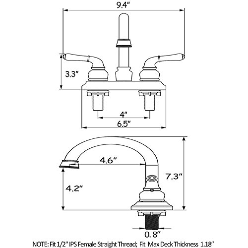 VCCUCINE Commercial Contemporary Brushed Nickel Two Handle Bathroom Sink Faucet, Without Included Pop Up Drain and Hot & Cold Water Hose - Thumbnail 3