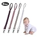 Pacifier Clip,SUGEE Universal Braided Pacifier Holder Leash Teething Ring Holders for Boys and Girls,Soothie by Hand-Made Braided 4pack Purple