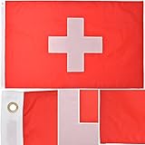Green Grove Products Switzerland Flag 3' x 5' Ft 210D Nylon Premium Outdoor Swiss Flag(Civil Ensign Rectangular Variant)