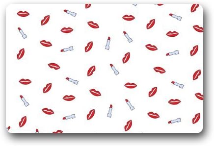 Lipstick Lip Pattern Doormat Machine Enjoy Top Fabric And Non-slip Rubber Backing Indoor Outdoor Door Mat
