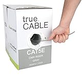 trueCABLE Cat5e Riser (CMR), 1000ft, Gray, 24AWG 4 Pair Solid Bare Copper, 350MHz, ETL Listed, Unshielded Twisted Pair (UTP), Bulk Ethernet Cable