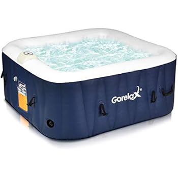Goplus 4-6 Person Portable Outdoor Spa, Inflatable Hot Tub, Jets Bubble Massage Relaxing Massage Pool with Digital Control Panel, Removable Filter, Heating Function (4-Person)