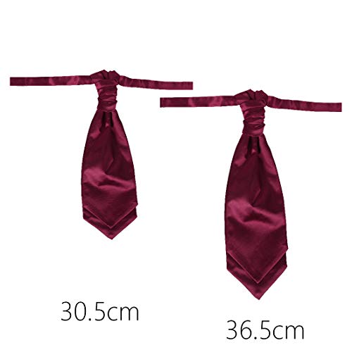Red Ascot Cravat Tie For Men Satin Solid PreTie For Mend Classic Ascot Scarf Fashion Dan Smith C.C.AQ.L.001 Wine Red - Thumbnail 4