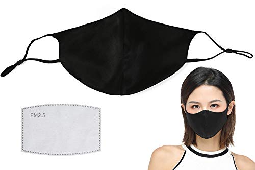 K meet Q Silk Face Mask for Women & Men, Reusable, Washable, with Filter Pocket and Nose Wire #B (Black) 1 K meet Q Silk Face Mask for Women & Men, Reusable, Washable, with Filter Pocket and Nose Wire #B (Black)