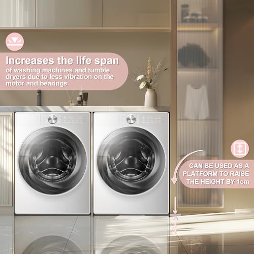NIUXX 3-in-1 Anti-Vibration Mat Washing Machine 1 cm EVA Damper Set of 3 | Modular EVA Washing Machine & Dryer Mat Stops spin hiking, dampens noise, protects floors. No cutting