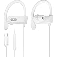 Avantree C171 - USB-C Wired Earbuds, Microphone & Volume Controls, Compatible with New iPhone 15 & 16, Samsung, Google & Android Type C Phones, Headphones, Ear Hook for Running & Sports - White