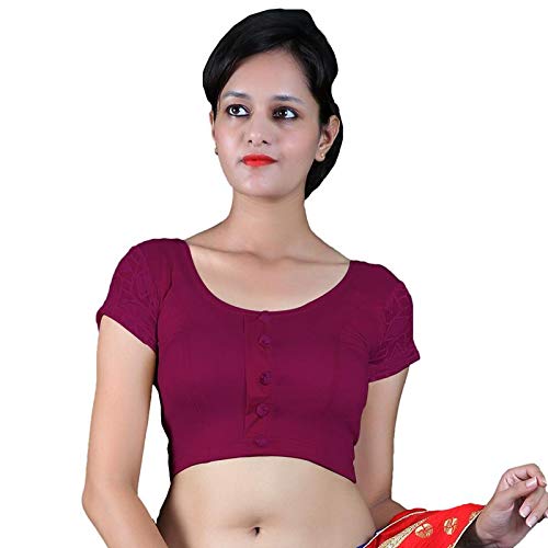 Women's Lycra Short Sleeve Net Design Streatchable Blouse