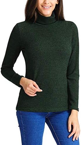 iQKA Womens Fashion Turtleneck Sweaters Long Sleeve Casual Slim Ribbed Knitted Pullover Solid Tunic Tops