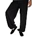 Chinese Traditional Style COTTON & LINEN Breathable Soft Tai Chi Martial Arts Yoga Running Pants, Elastic Waist, Black