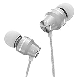 Headphones Stereo Earphones In-Ear Earbuds with Mic and Volume Control for 3.5mm Audio Jack Device,White
