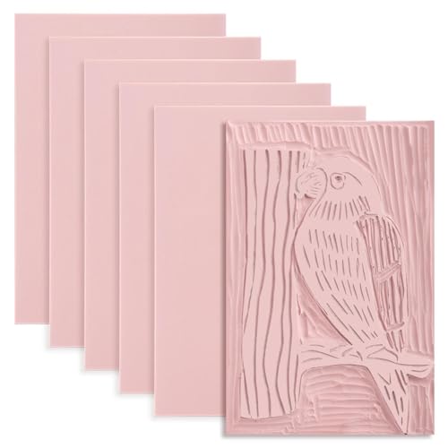 Linoleum Blocks for Printmaking Supplies - 6PCS 4”x6”Rubber Linocut Block Printing Kit for Stamp Carving, Soft Relief Printing Linoleum for DIY Crafts & Art Projects