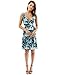 PattyBoutik Women V Neck Sleeveless Print Dress (Blue, Green and White 11 Small)
