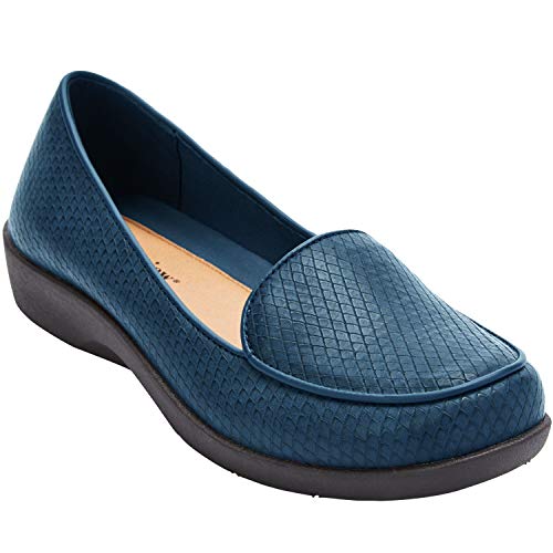 Comfortview Women's Wide Width The Jemma Flat - New Navy, 7 1/2 W