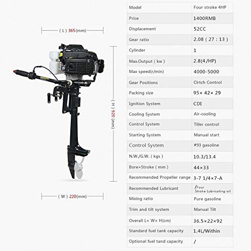 image for HYYKJ-US HYYKJ Outboard Motor Boat Engine, 3.5/3.6/4/6/6.5/7 HP 2/4 St