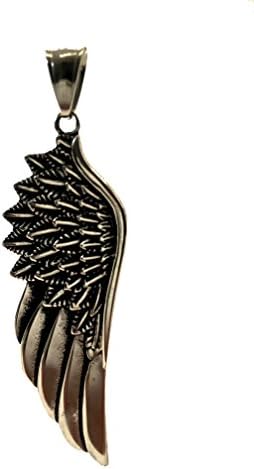 Protective Guardian Angel Wing in Brushed Silver Tone Finish for Men or Women 2 Inch