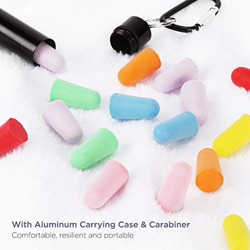 50 Pairs Ultra Soft Foam Earplugs, Bosiwee Memory Foam Earplugs with Carry Case & Carabiner, 30dB NRR Ear Plugs Perfect Fit Noise Reduction Canceling Isolating for Sleeping, Hearing Protection, Work