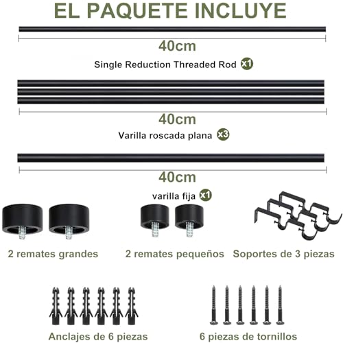 Barra de Cortina Doble para ventana, Tubo Cortina Doble Negro, Cortinero Doble Negro, cortineros para ventanas, Barras de cortina Ajustable doble para casa, Armario (71-213cm(28-84"))