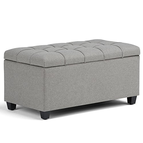 Simpli Home Sienna Storage Ottoman Bench, Dove Grey