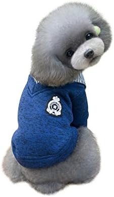 Blytieor Dog Cat Cute Sweater Puppy Warm T-Shirt Pet Clothes POLO Shirt Dog Hooded Coat Clothes Apparel(Blue XL)