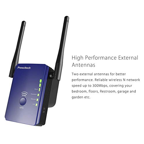 Coredy Prescitech N300 Mini WiFi Range Extender Wireless Repeater Internet Signal Booster with 2 Ethernet Port/Smart LED Indicator for Boosting Wi-Fi Coverage (Updated Version)