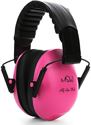 Noise Cancelling Earmuffs Hearing Protection Adjustable Headband Ear Defenders for Children and Adults, Rose Red