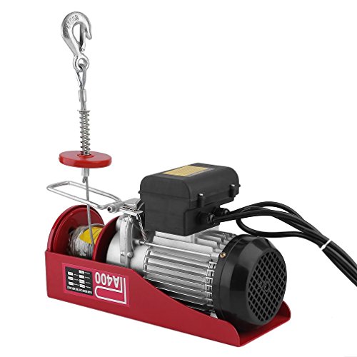 Homgrace 880lbs Mini Electric Wire Cable Hoist Crane Overhead Garage Winch with Remote Control Auto Lift (880LB)
