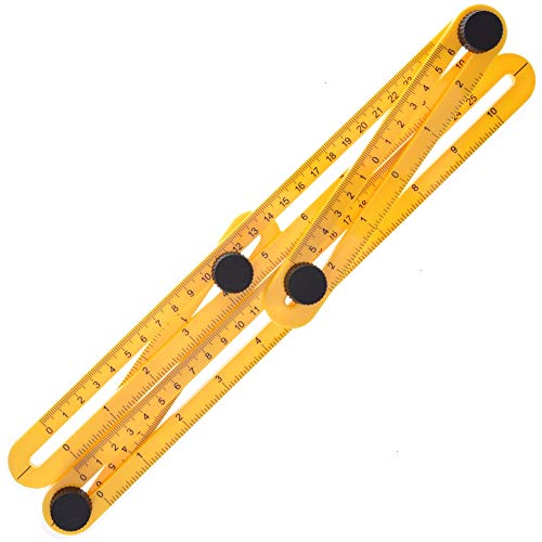 Feeko Template Tool, 2pcs Adjustable Measuring Tool Multi-Angle Measuring Ruler Right Angle Detector Suitable for Contractor Handyman Construction Craftsman Yellow