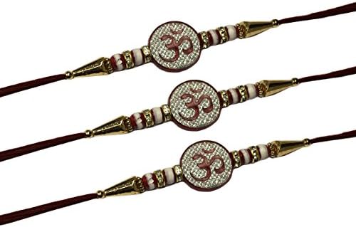 IndiaBigShop OM Rakhi for Brothers Raksha Bandha Gift for Your Brother, Unique Shape Rakhi, Rakhi with Chocolate, Rakhi for Kids, Vary Color and Multi Design - Set of 3