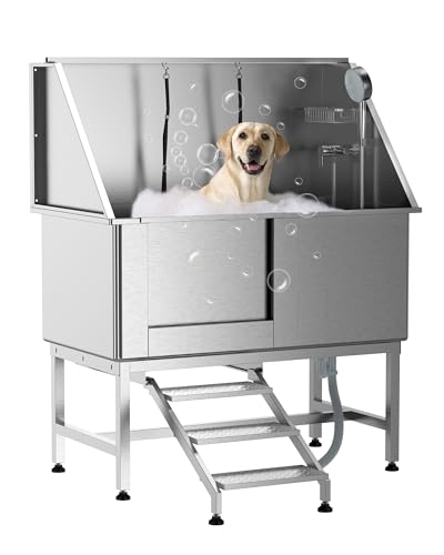 DEXSO 50" Large Stainless Steel Dog Bathing Station, Dog Grooming Bathtub with…