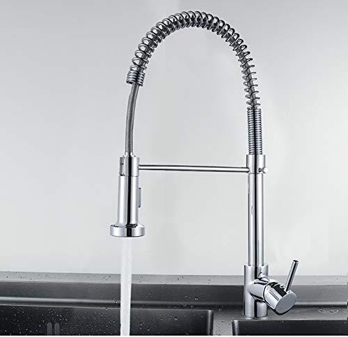 WYYSYNXB Kitchen Sink Taps Hole Pull Out Sprayer Kitchen Faucet Chrome Monobloc Mixer Tap Single,001