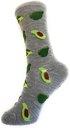 Socks-Women Crew Novelty Comfy Cozy, Trendy, Fashionable and Fun Patterns To Love (AVOCADO-GREY)
