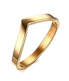 VNOX Stainless Steel Chevron Ring for Women Engagement Wedding Promise,Gold,Size 6