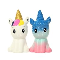 Fuyage Galaxy Kawaii Galaxy Unicorn and Golden Horn Unicorn Squishies Slow Rising Jumbo Squishy Squeeze Toys for Kids and Adults