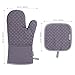 BESTonZON Oven Mitts and Pot Holders Set of 4, 500F Heat Resistant Oven Gloves with Silicone Soft Cotton Lining with Non-Slip Surface for BBQ Cooking Baking Grillin(Grey)