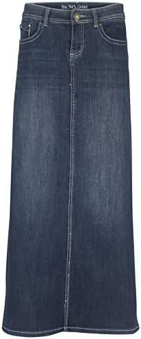 Maurise Dark Wash Straight Fit Long Jean Skirt (7/8)