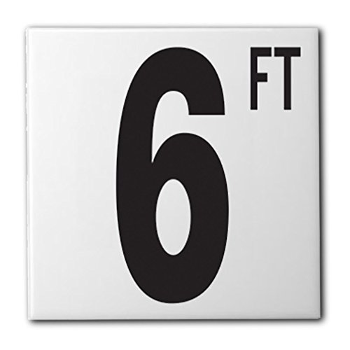 Ceramic Swimming Pool Waterline Depth Marker "6 FT" Smooth Finish, 5 inch Font