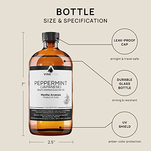 VINEVIDA Peppermint Japanese Essential Oil 16 oz Undiluted Peppermint