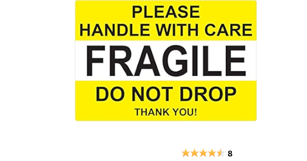 Amazon Com Fragile Please Handle With Care Do Not Drop Label Stickers 2 X 3 Waterproof Bright Yellow 100 Stickers Office Products