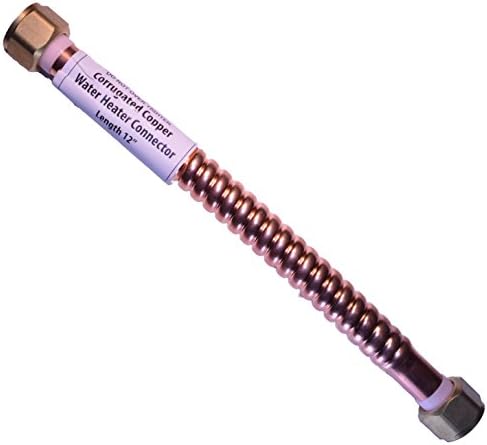 12" Flexible Water Heater Connector 3/4" Female (Both Ends) Copper, Corrugated