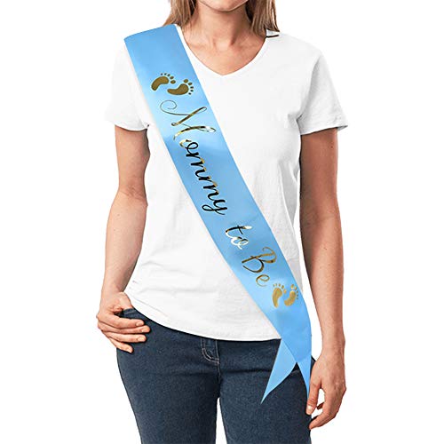 TTCOROCK Light Blue Baby Shower Sash with Gold Foil Lettering Baby Shower Gifts Gender Reveals Party Favor